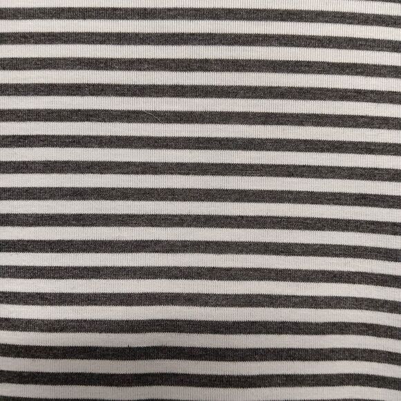 Tickled Teal Blouse Woman’s Sz L Dark Gray & White Striped Short Ruffle Sleeves - Picture 3 of 8